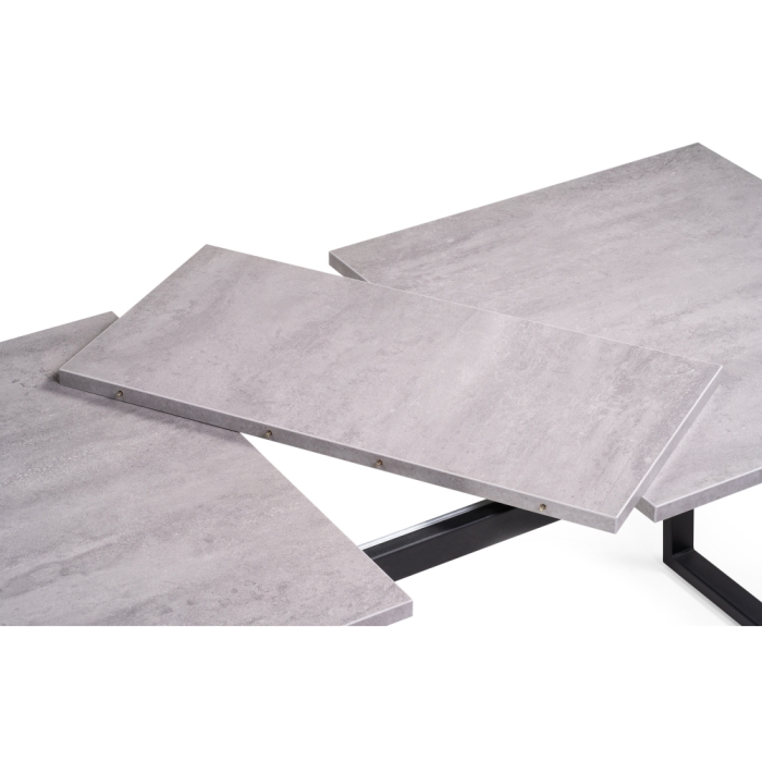 Стол раскладной Лота Лофт 140(180)х80х74 25 мм  бетон / матовый черный
