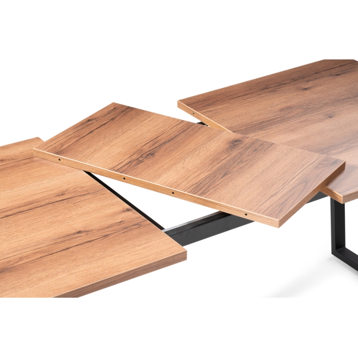 Стол раскладной Лота Лофт 140(180)х80х74 25 мм дуб делано темный / матовый черный