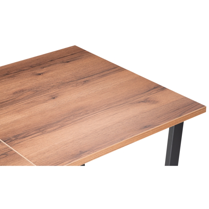 Стол раскладной Лота Лофт 140(180)х80х74 25 мм дуб делано темный / матовый черный