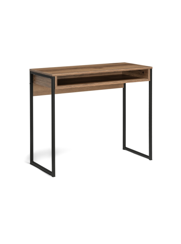 Письменный стол Лео Лофт 85х39х75 черный матовый / дуб делано темный