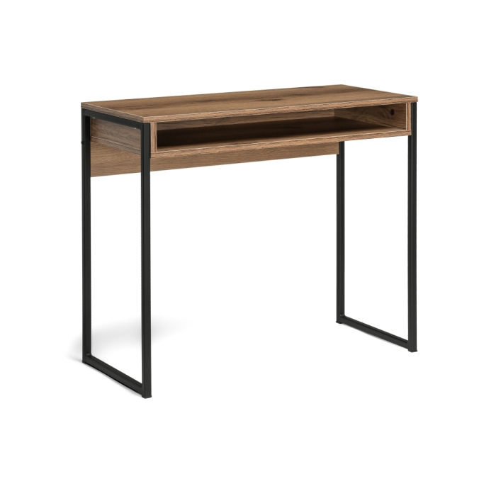 Письменный стол Лео Лофт 85х39х75 черный матовый / дуб делано темный