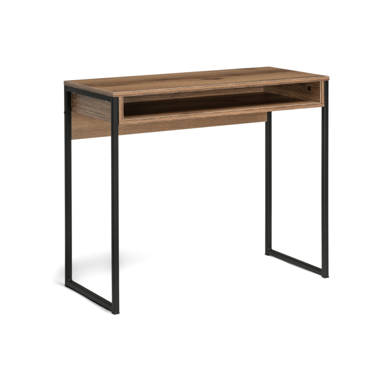 Письменный стол Лео Лофт 85х39х75 черный матовый / дуб делано темный