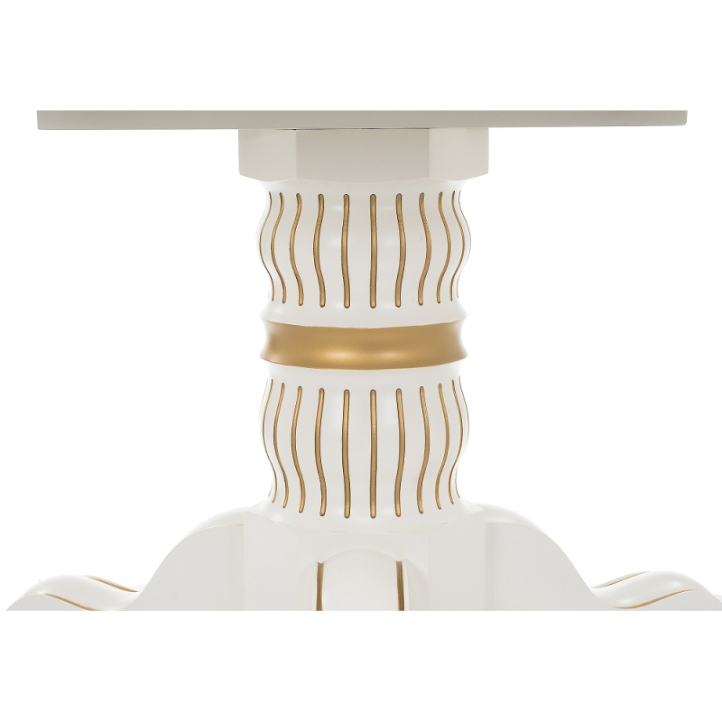 Деревянный стол Лорд 110(160)х110х79 молочный с золотой патиной