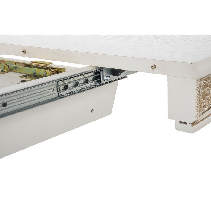 Деревянный стол Лорд 110(160)х110х79 молочный с золотой патиной