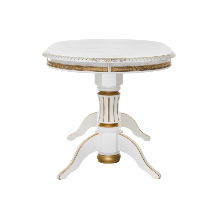 Деревянный стол Женева 140(190)х86х80 молочный с золотой патиной