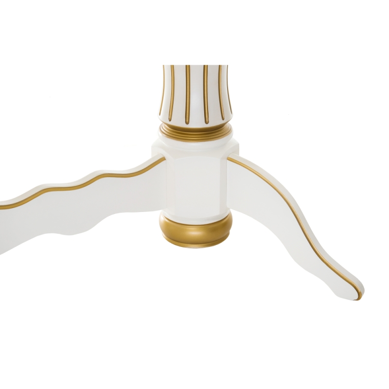 Деревянный стол Женева 140(190)х86х80 молочный с золотой патиной