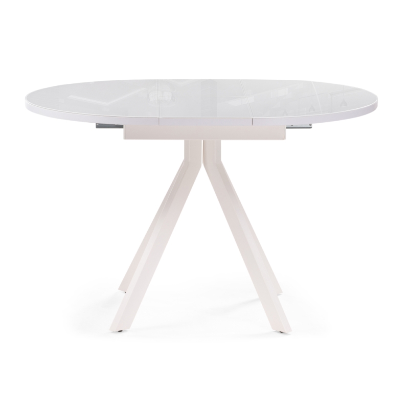 Стеклянный стол Ален 90(120)х90х75 белый