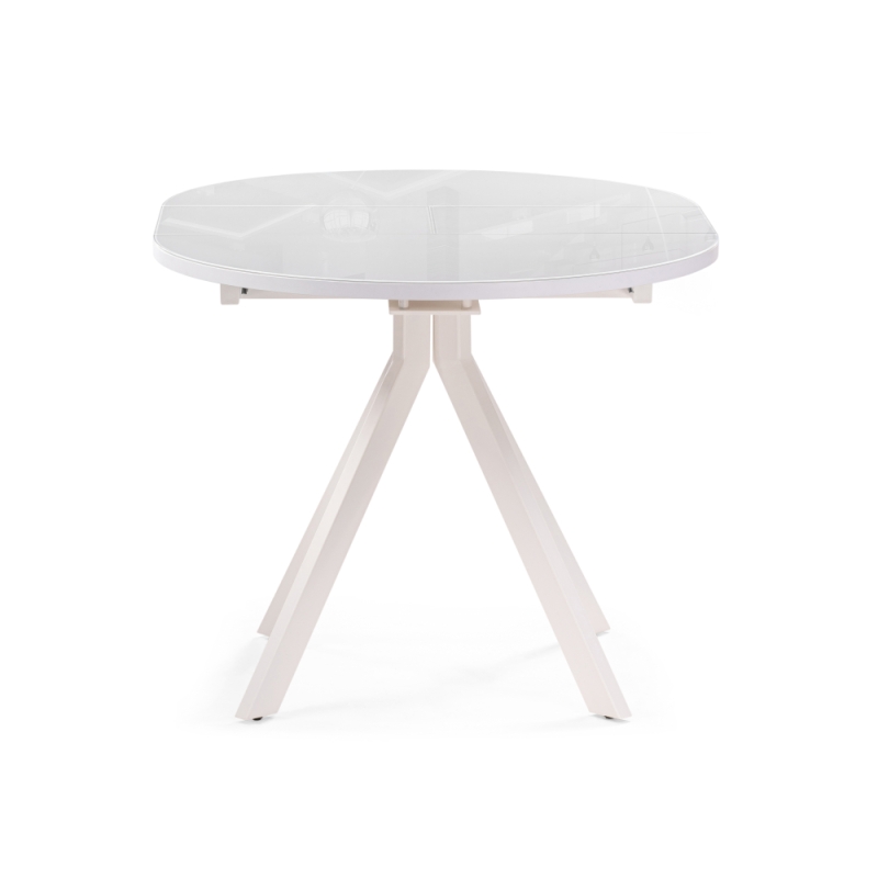 Стеклянный стол Ален 90(120)х90х75 белый