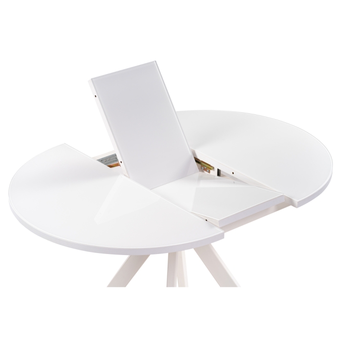 Стеклянный стол Ален 90(120)х90х75 белый