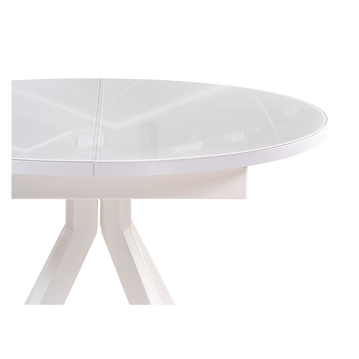 Стеклянный стол Ален 90(120)х90х75 белый