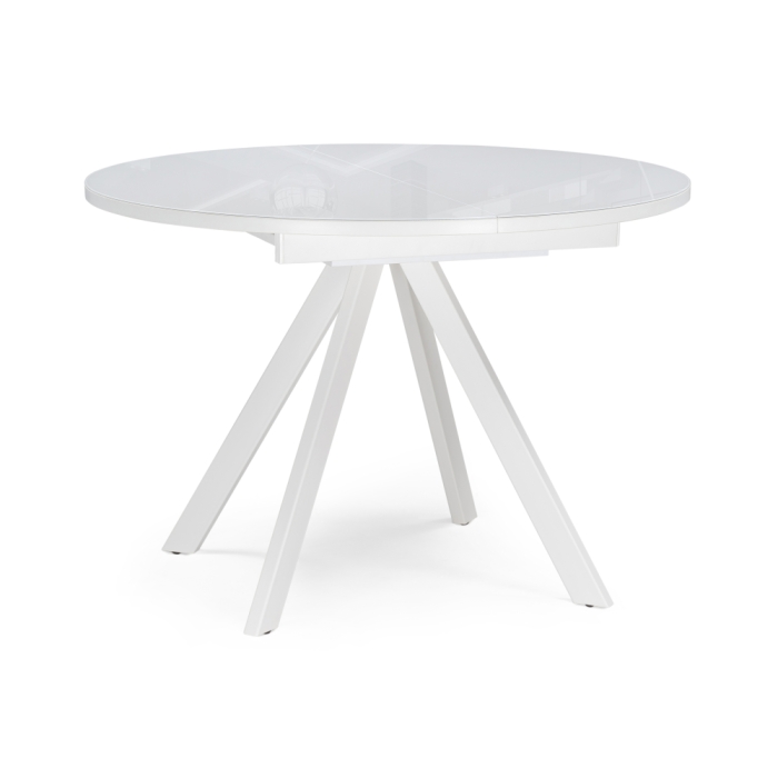 Стеклянный стол Трейси 110(150)х110х77 белый