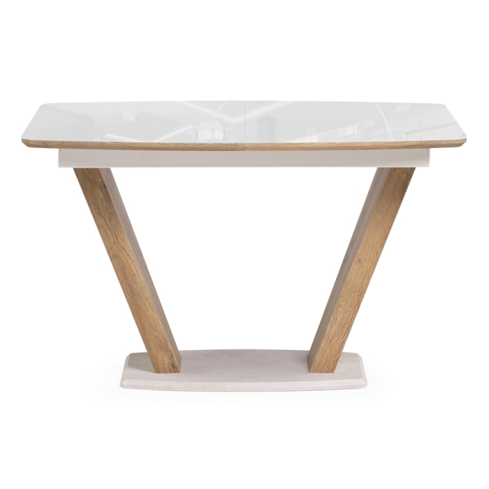 Стол на тумбе Петир 120(160)х80х75 ультра белый / дуб вотан