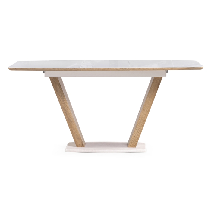 Стол на тумбе Петир 120(160)х80х75 ультра белый / дуб вотан