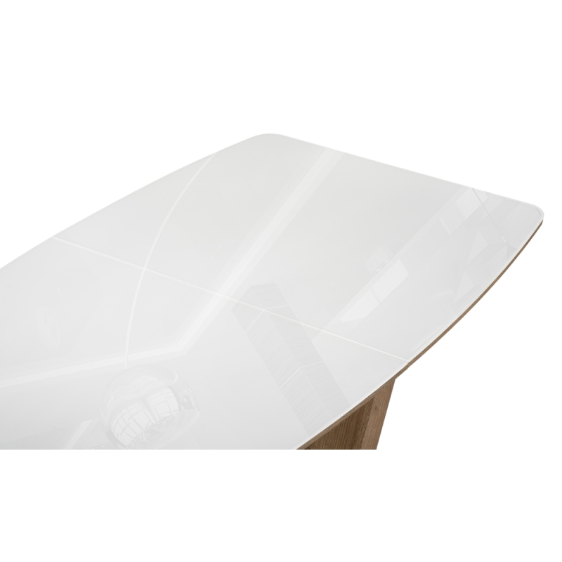 Стол на тумбе Петир 120(160)х80х75 ультра белый / дуб вотан