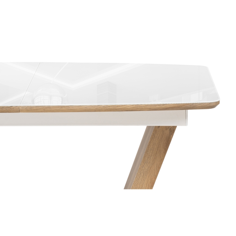 Стол на тумбе Петир 120(160)х80х75 ультра белый / дуб вотан