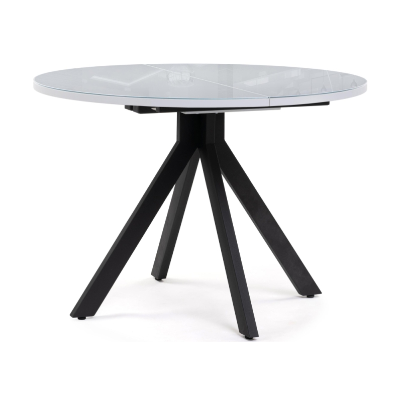 Стеклянный стол Бетина 100(130)х100х75 черный / белый