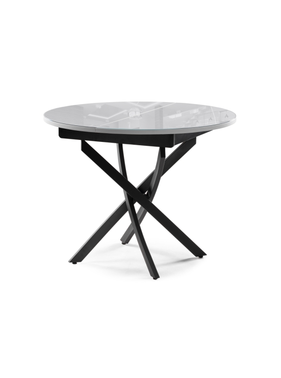 Стеклянный стол Лауриц раскладной 100(130)х100х80 черный / белый раскладной