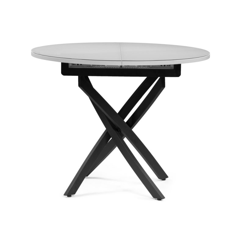 Стеклянный стол Лауриц раскладной 100(130)х100х80 черный / белый раскладной