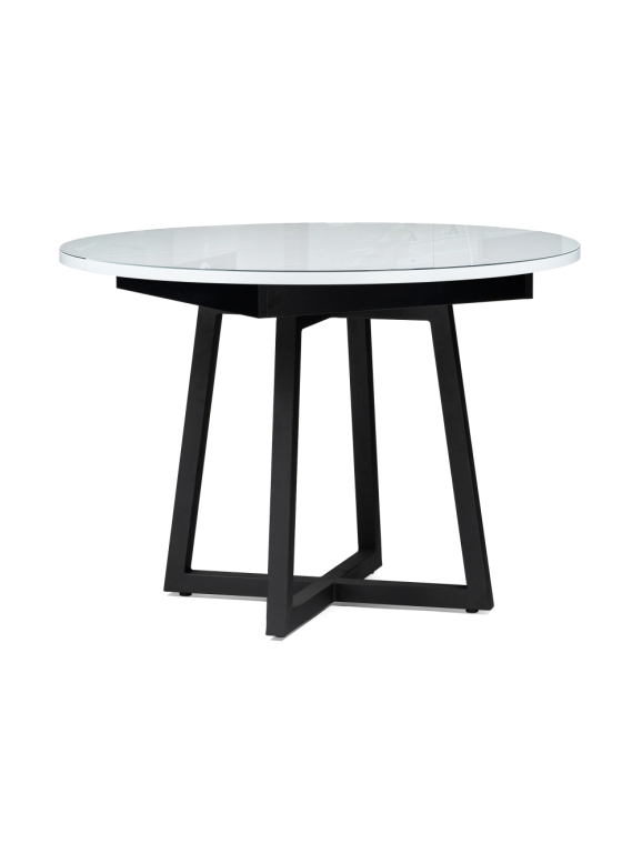 Стеклянный стол Регна 100(130)х100х75 черный / белый