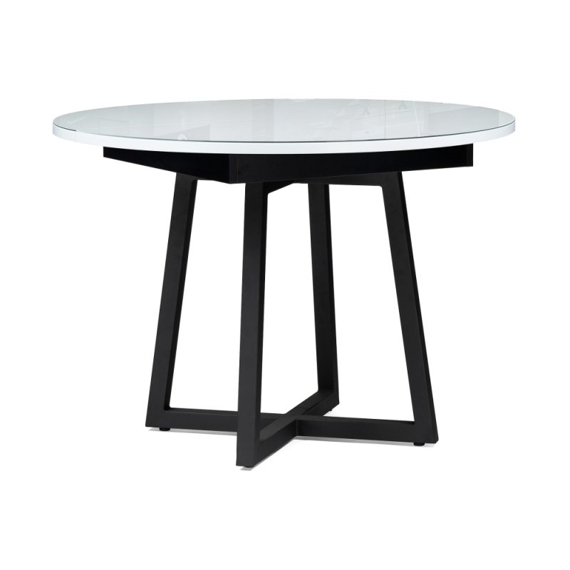 Стеклянный стол Регна 100(130)х100х75 черный / белый