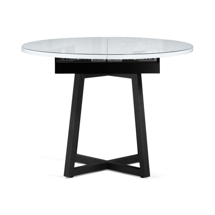 Стеклянный стол Регна 100(130)х100х75 черный / белый