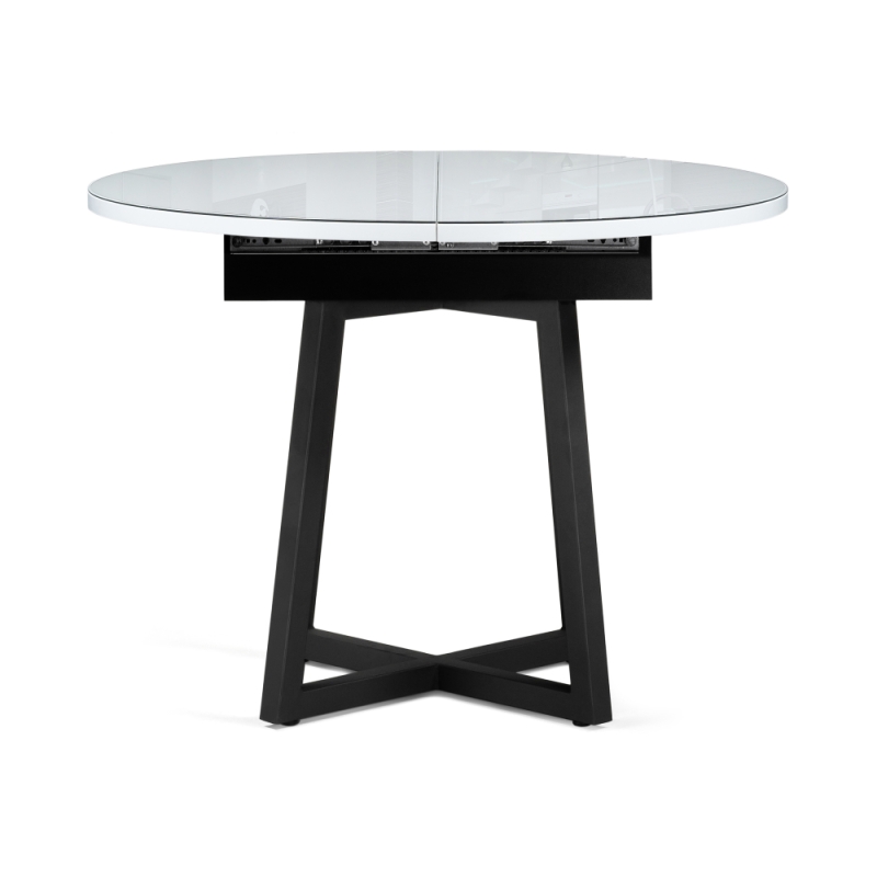 Стеклянный стол Регна 100(130)х100х75 черный / белый