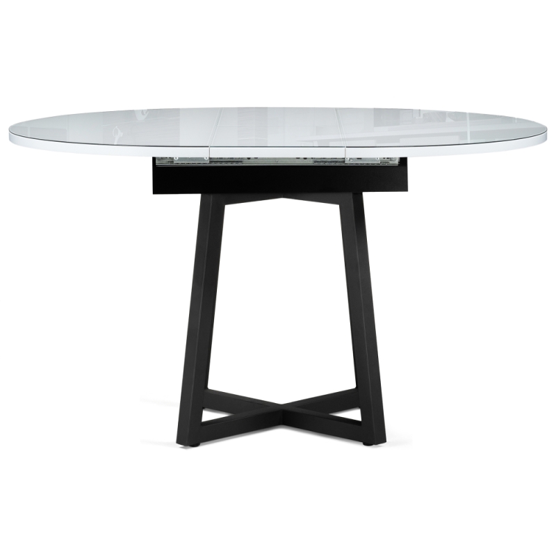 Стеклянный стол Регна 100(130)х100х75 черный / белый