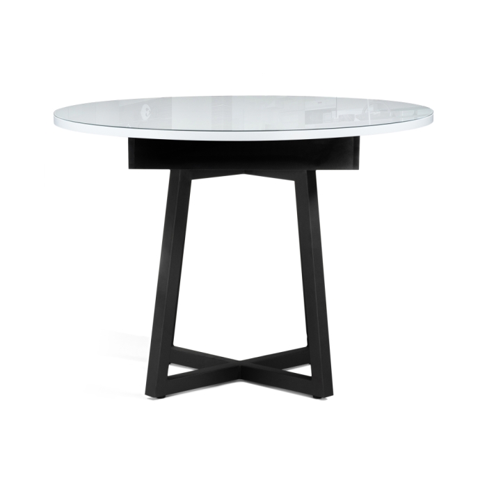 Стеклянный стол Регна 100(130)х100х75 черный / белый