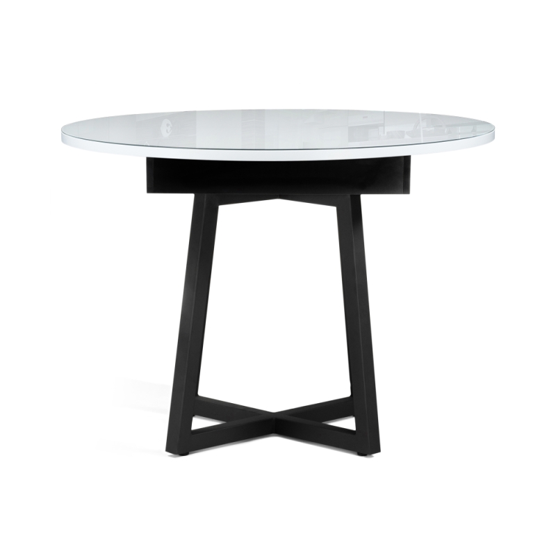 Стеклянный стол Регна 100(130)х100х75 черный / белый