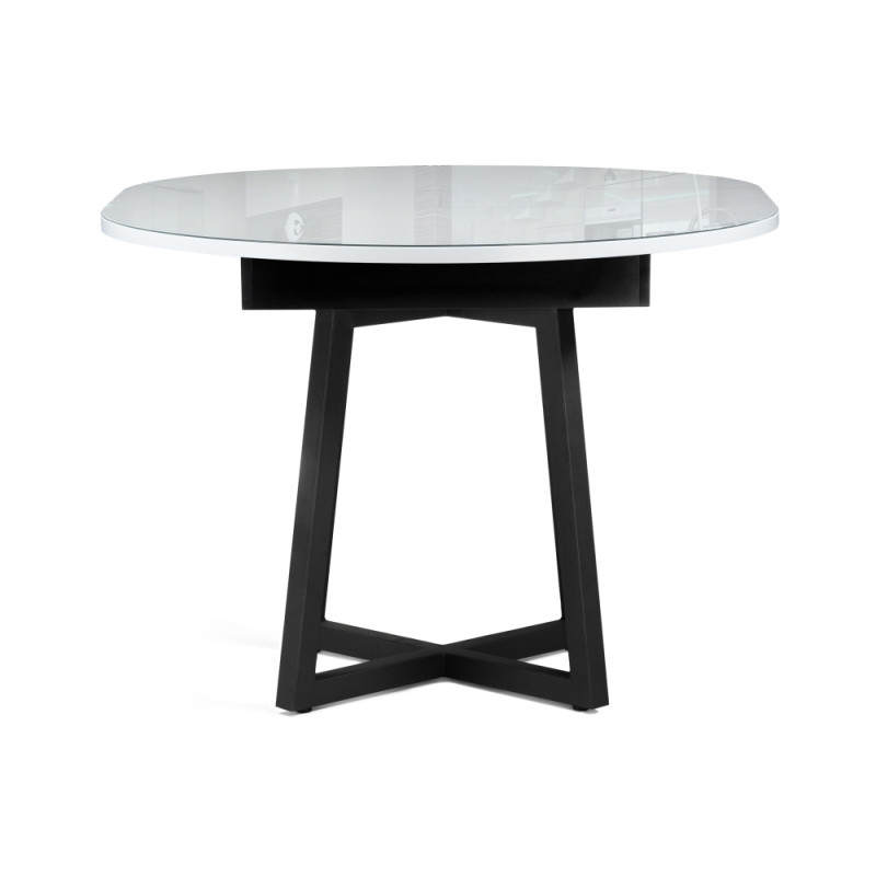 Стеклянный стол Регна 100(130)х100х75 черный / белый