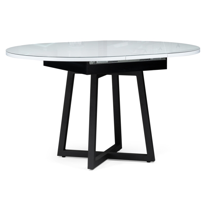 Стеклянный стол Регна 100(130)х100х75 черный / белый