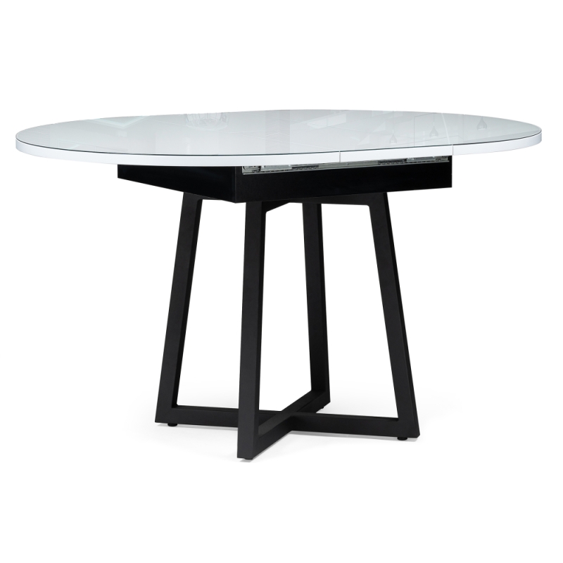 Стеклянный стол Регна 100(130)х100х75 черный / белый