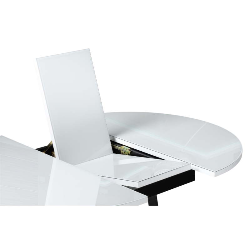 Стеклянный стол Регна 100(130)х100х75 черный / белый