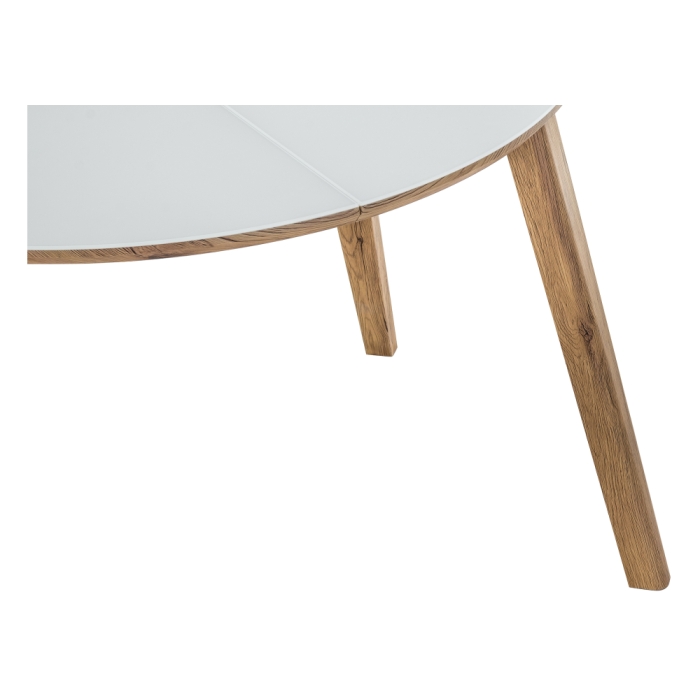 Стеклянный стол Семвэлл 100(140)х100х75 дуб монтана / белый