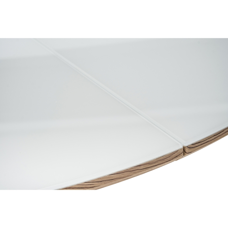 Стеклянный стол Семвэлл 100(140)х100х75 дуб монтана / белый