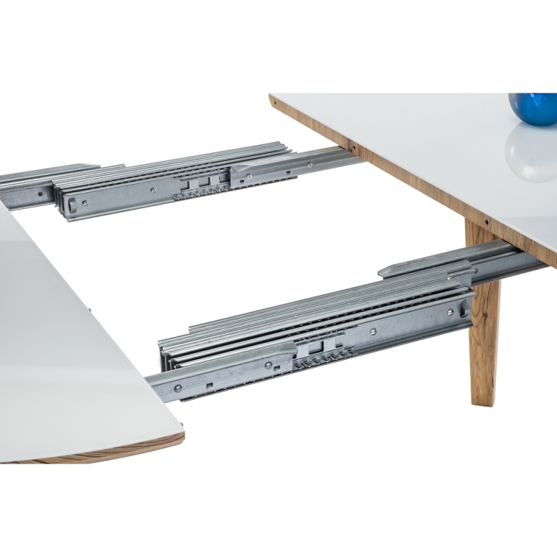 Стеклянный стол Семвэлл 100(140)х100х75 дуб монтана / белый