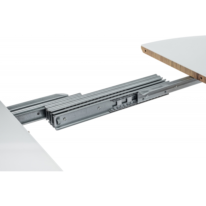 Стеклянный стол Семвэлл 100(140)х100х75 дуб монтана / белый