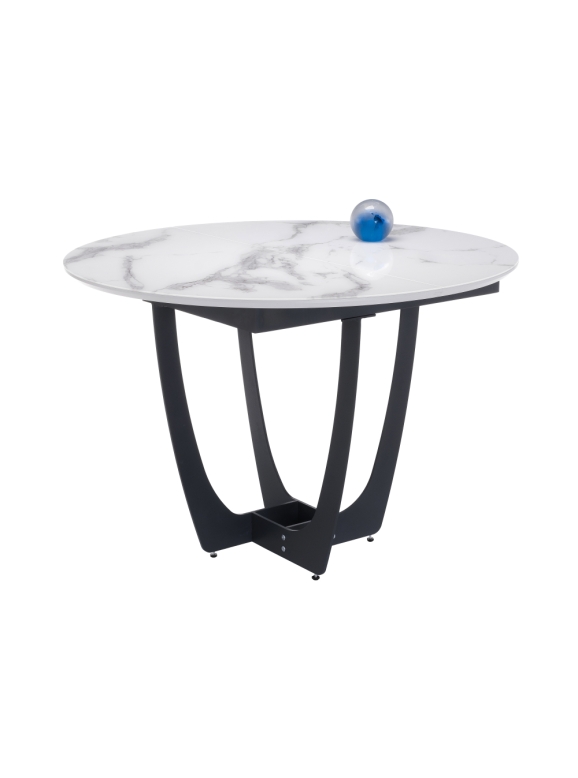 Стол стеклянный Венера белый мрамор / графит