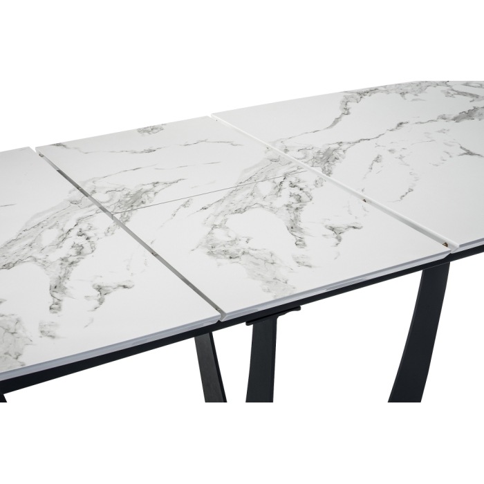 Стол Миссандея 140(180)х85х76 графит / белый мрамор
