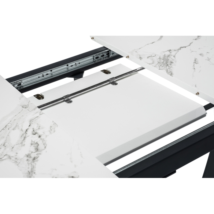 Стол Миссандея 140(180)х85х76 графит / белый мрамор