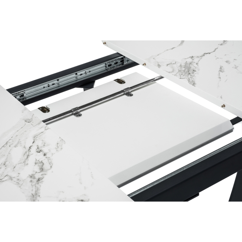 Стол Миссандея 140(180)х85х76 графит / белый мрамор