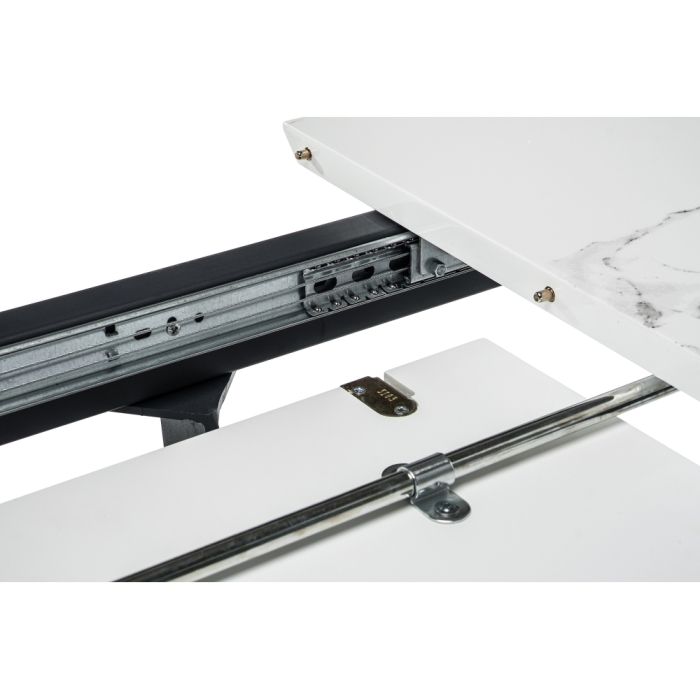 Стол Миссандея 140(180)х85х76 графит / белый мрамор