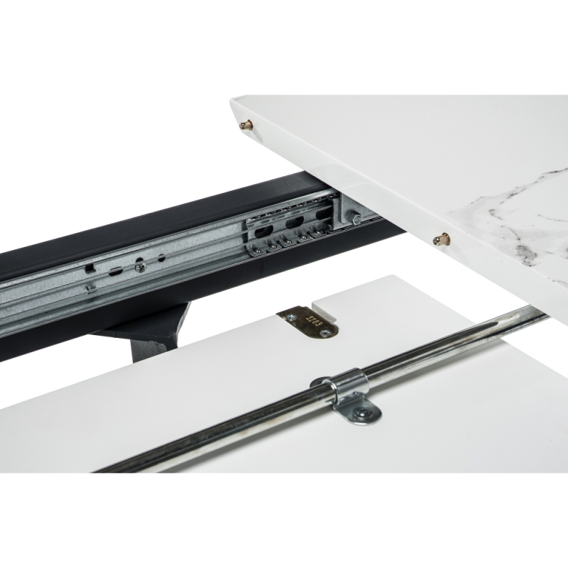 Стол Миссандея 140(180)х85х76 графит / белый мрамор