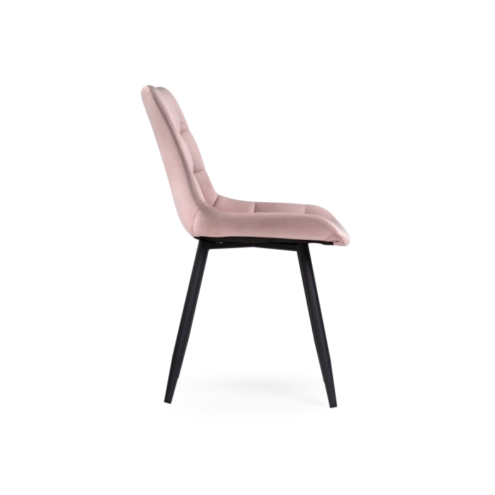 Стул на металлокаркасе Челси велюр розовый / черный