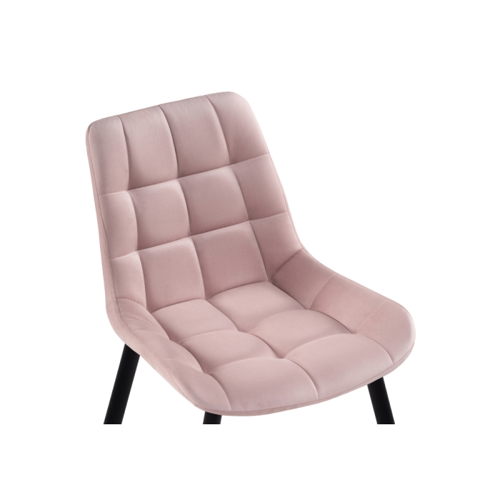 Стул на металлокаркасе Челси велюр розовый / черный