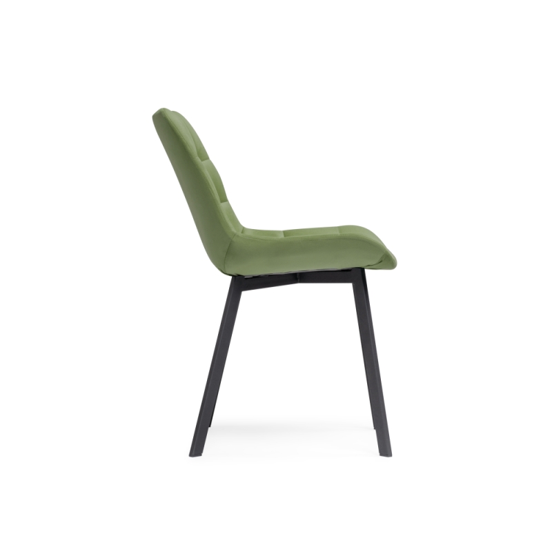 Стул на металлокаркасе Челси черный / зеленый велюр