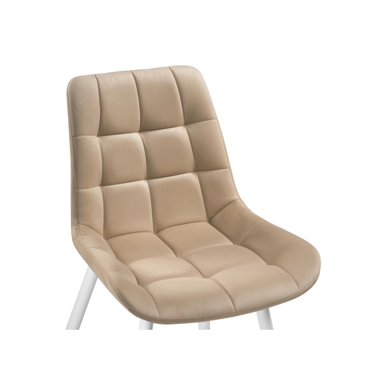 Стул на металлокаркасе Челси велюр бежевый / белый