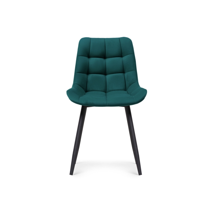 Стул на металлокаркасе Челси велюр морская волна / черный