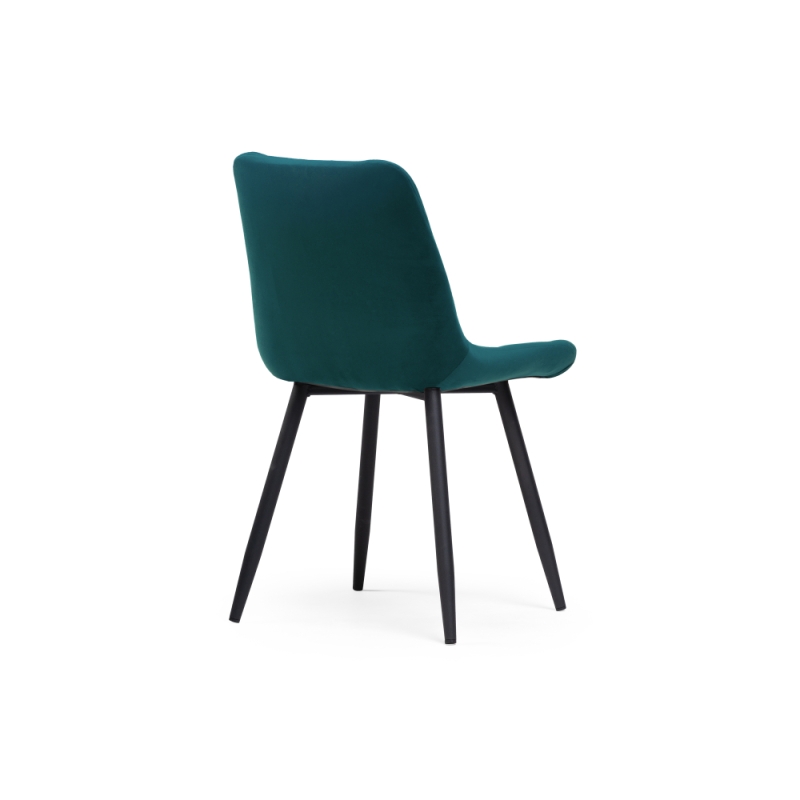 Стул на металлокаркасе Челси велюр морская волна / черный