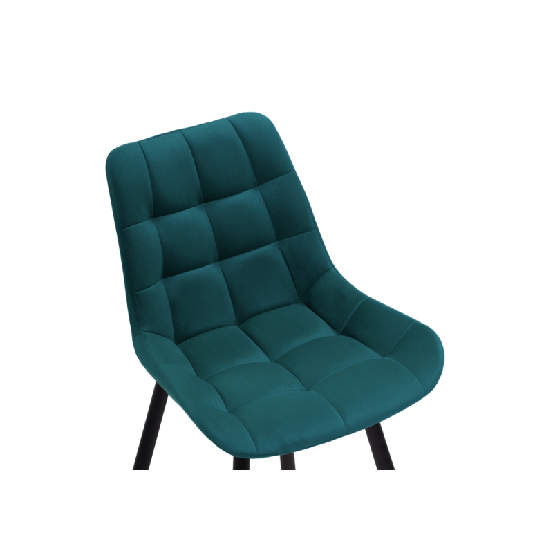 Стул на металлокаркасе Челси велюр морская волна / черный